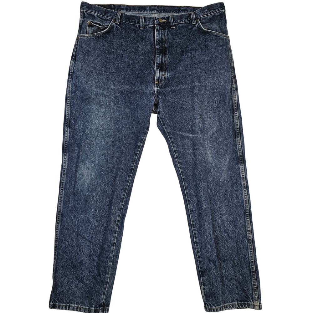 Wrangler Mens Dark Wash Straight Leg Denim Jeans 40x30 Rugged Workwear